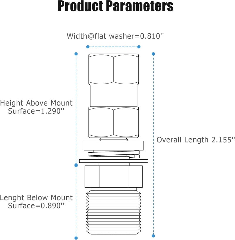 Ancable Heavy Duty CB Antenna Stud Mount Adapter Copper Nickel Plated with SO-239 Connector for Mounting 3/8 x 24 Threads CB HAM Radio Antennas - Image 5